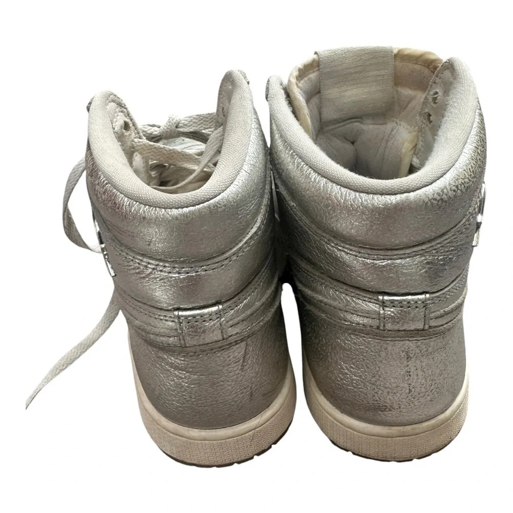 Nike Air‎ Jordan 1 High Top Silver Metallic Fashion Sneakers Shoes
